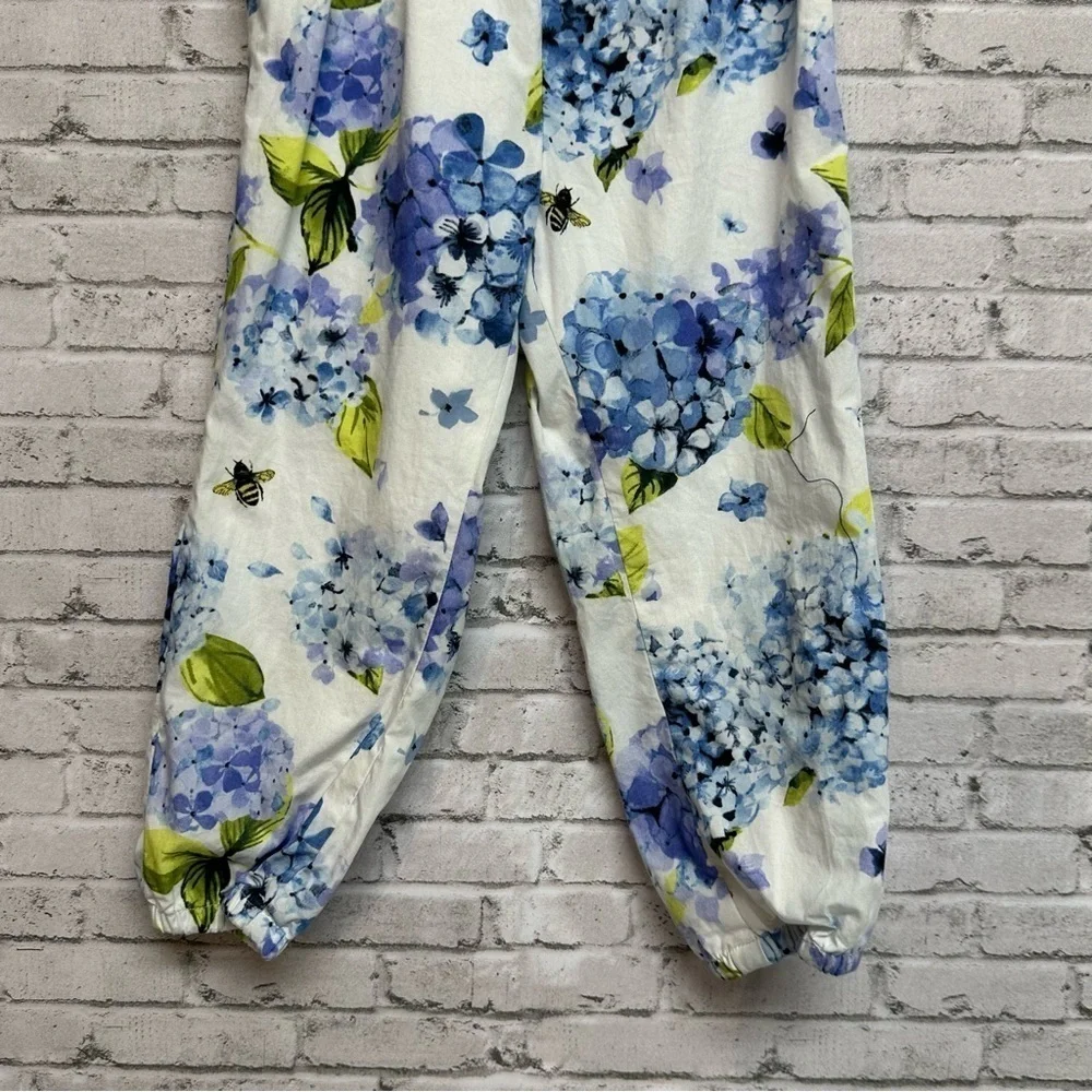 Gymboree Size 3T Floral Lined Jumpsuit Blue White Off Shoulder Ruffles Bees